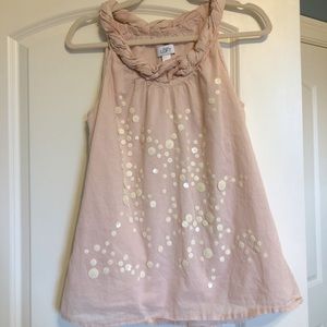 LOFT Pink Layered Tank Top Sequin Ruffled